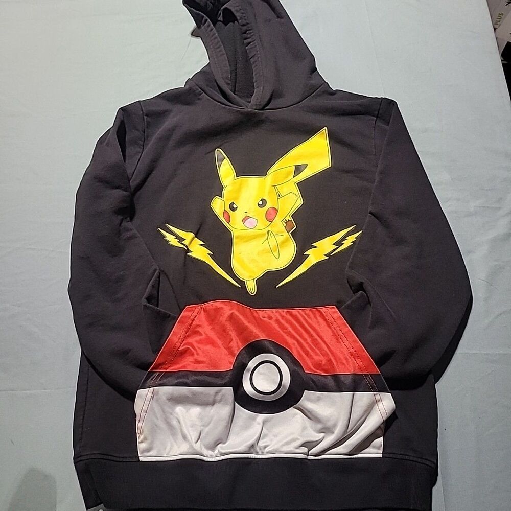 Pokémon Sweatshirt Hoodie Pikachu Pullover Sweatshirt Black Youth Size XXL